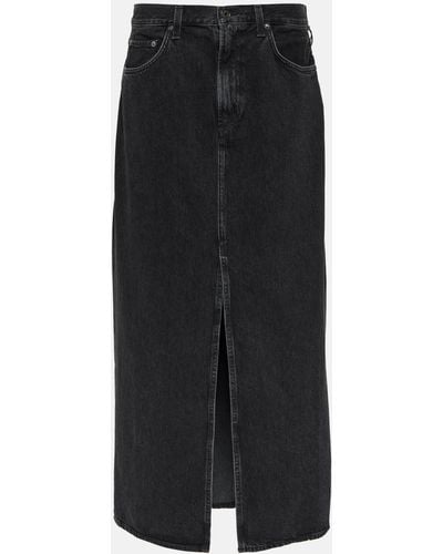 Agolde Leif Denim Maxi Skirt - Black