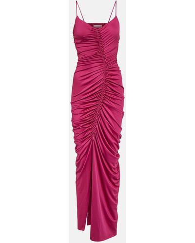 Victoria Beckham Ruched Jersey Maxi Dress - Pink