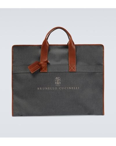 Brunello Cucinelli Leather-trimmed Canvas Garment Bag - Multicolour
