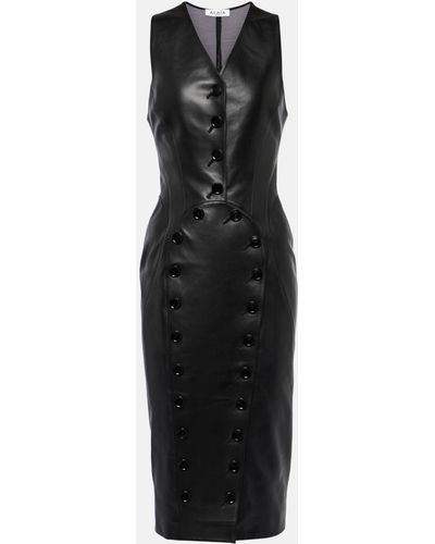 Alaïa Leather Midi Dress - Black