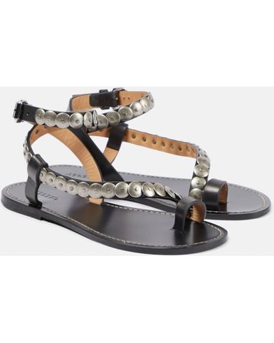Isabel Marant Melte Studded Leather Sandals - Metallic