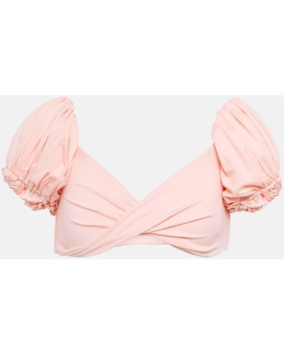 Giambattista Valli Puff-sleeve Bikini Top - Pink