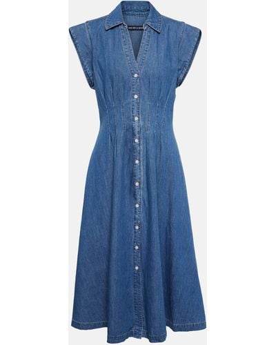 Veronica Beard Ruben Cotton Chambray Shirt Dress - Blue