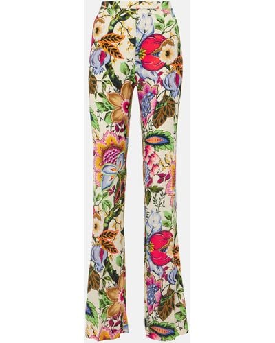 Etro High-rise Floral Straight Pants - White