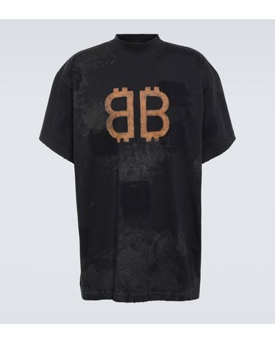 Balenciaga Crypto Logo Cotton T-shirt - Black