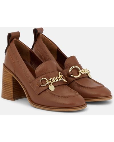 See By Chloé Aryel Leather Loafer Pumps - Brown