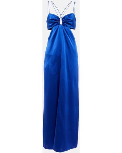 FRAME Cutout Silk-blend Maxi Dress - Blue