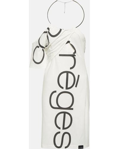 Courreges Logo Off-shoulder Cotton Minidress - White