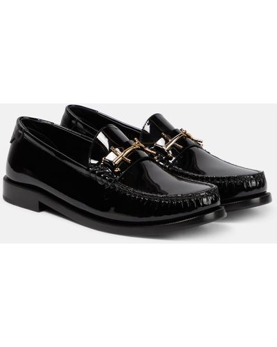 Saint Laurent Le Loafer Embellished Patent-leather Loafers - Black
