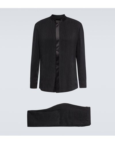 Giorgio Armani Satin-trimmed Single-breasted Suit - Black