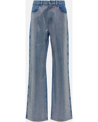 GIUSEPPE DI MORABITO Embellished High-rise Wide-leg Jeans - Blue