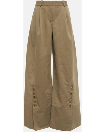 Altuzarra Hency Wide-leg Cotton-blend Pants - Natural