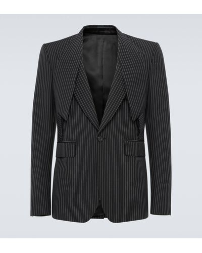 Alexander McQueen Pinstripe Wool And Mohair Suit Jacket - Black