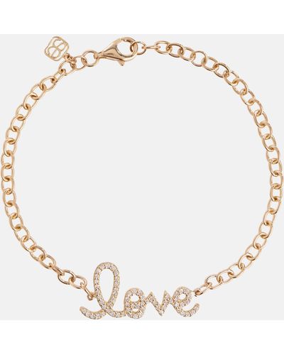 Sydney Evan Love 14kt Yellow Gold And Diamonds Chainlink Bracelet - Natural