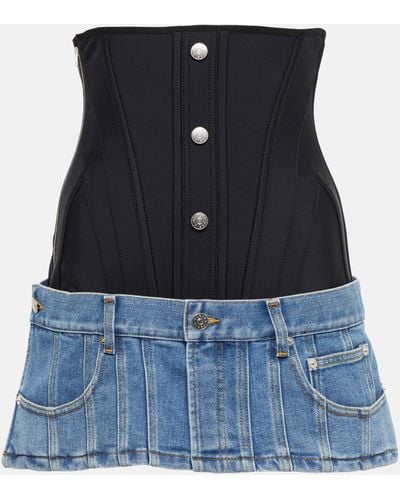 Mugler Corset Denim Miniskirt - Blue