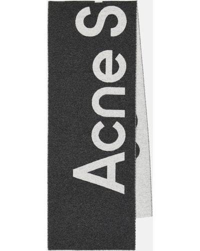 Acne Studios Toronty Logo Wool Blend Scarf - Black