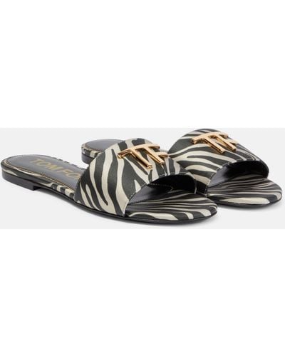 Tom Ford Embellished Zebra-print Sandals - Black