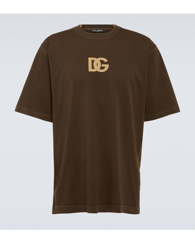 Dolce & Gabbana Dg Logo Print Cotton T-shirt - Brown