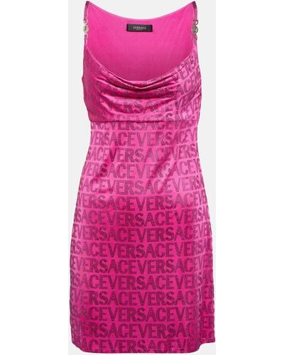 Versace Allover Medusa '95 Embellished Satin Minidress - Pink