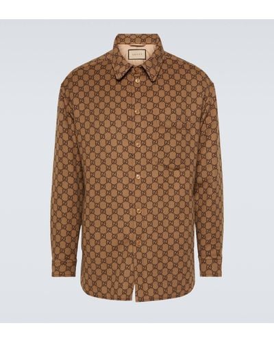 Gucci GG Supreme Flannel Shirt Jacket - Brown