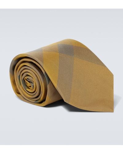 Burberry Check Silk Tie - Natural