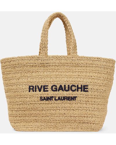 Saint Laurent Rive Gauche Raffia Tote Bag - Brown
