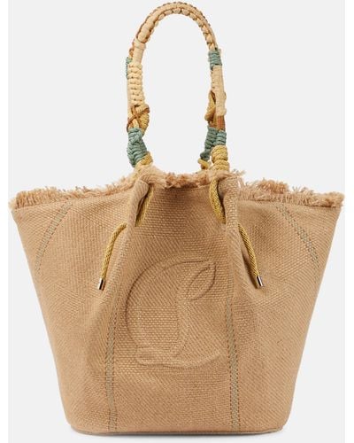 Christian Louboutin By My Side Leather-trimmed Canvas Shopper - Natural