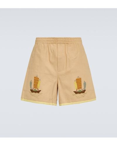 Bode Embroidered Cotton Shorts - Natural