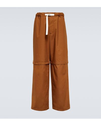 Jil Sander Wide-leg Cotton Pants - Brown