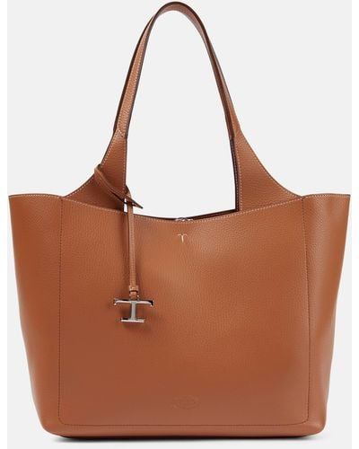 Tod's Medium Leather Tote Bag - Brown