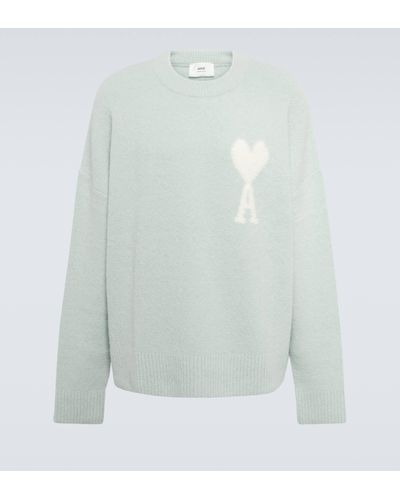 Ami Paris Ami De Cour Wool-blend Sweater - Green