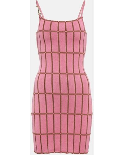 Jacquemus Malha Embellished Jacquard-knit Mini Dress - Pink
