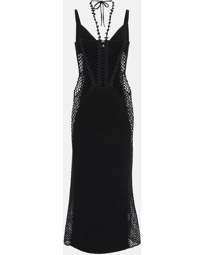 Dion Lee Coral Crochet Cotton-blend Midi Dress - Black