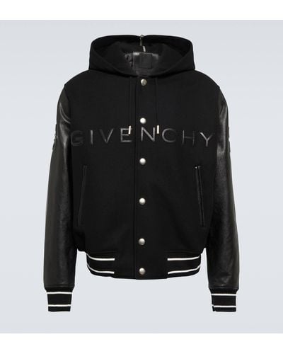 Givenchy Logo Leather-trimmed Varsity Jacket - Black