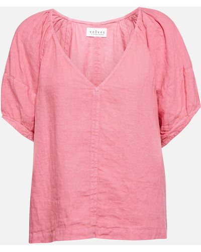 Velvet Callin Linen Top - Pink