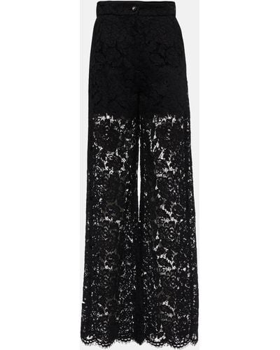 Dolce & Gabbana Flared-leg Lace Pants - Black