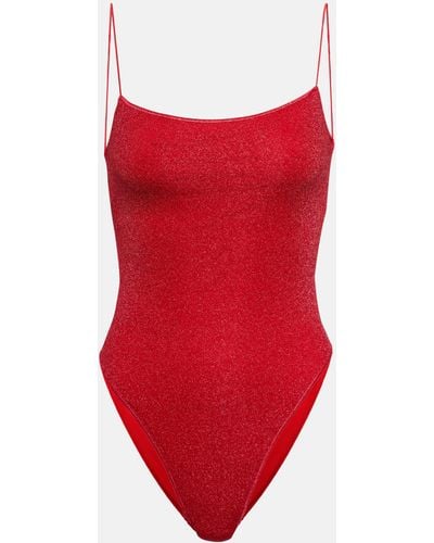 Oséree Lumiere Square Lame Swimsuit - Red