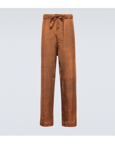 Maison Margiela Printed Silk Pants - Brown