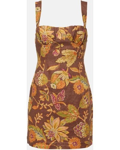 Sir. The Label Floral Linen Minidress - Brown