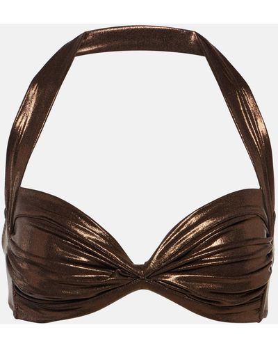 Norma Kamali Bill Metallic Bikini Top - Brown