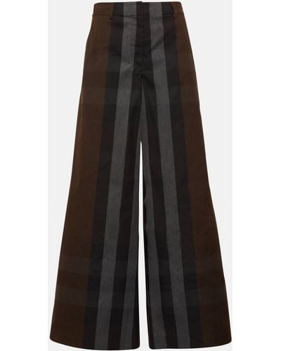 Burberry Checked Wide-leg Canvas Pants - Black