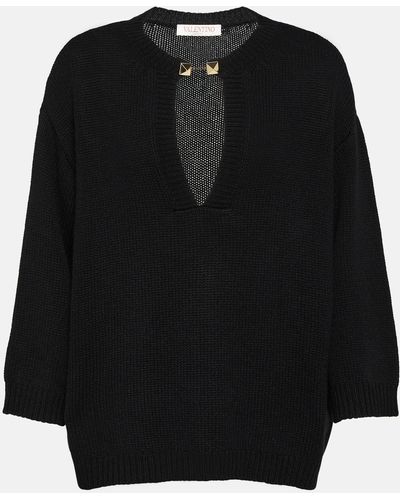 Valentino Rockstud Cashmere Sweater - Black