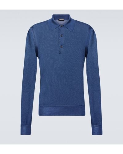 Tom Ford Cashmere And Silk Polo Sweater - Blue