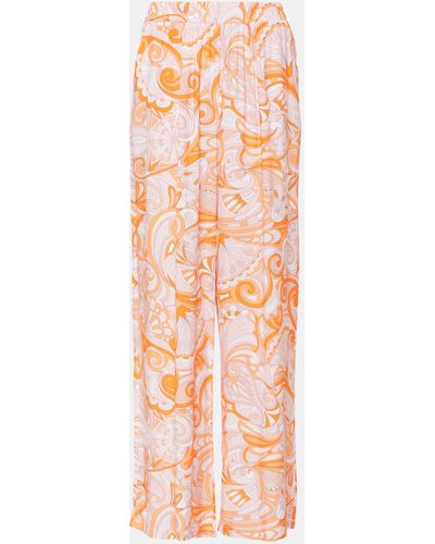 Melissa Odabash Olivia Printed Wide-leg Pants - Orange
