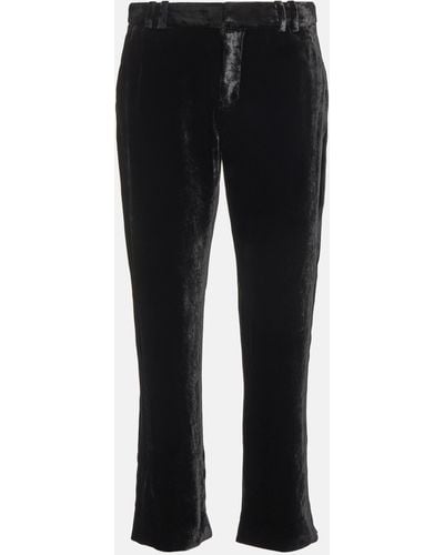 Balmain Cropped Velvet Pants - Black