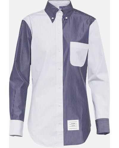 Thom Browne Striped Cotton Poplin Shirt - Blue