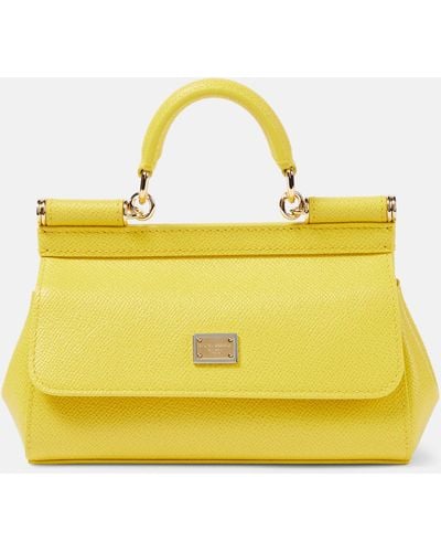 Dolce & Gabbana Sicily Small Leather Shoulder Bag - Yellow