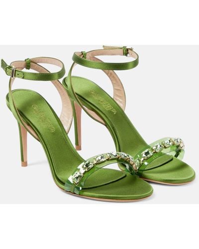 Giambattista Valli Embellished Satin Sandals - Green
