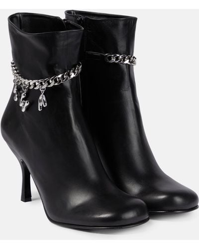 JW Anderson Embellished Leather Ankle Boots - Black