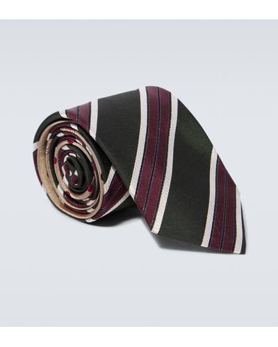 Dries Van Noten Striped Silk Tie - Black